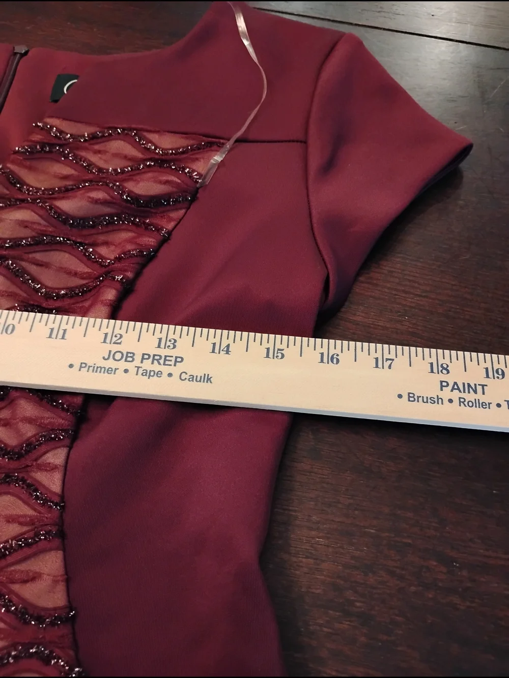 Connected‎ apparel Burgundy Lace-Front Midi Dress Size 8